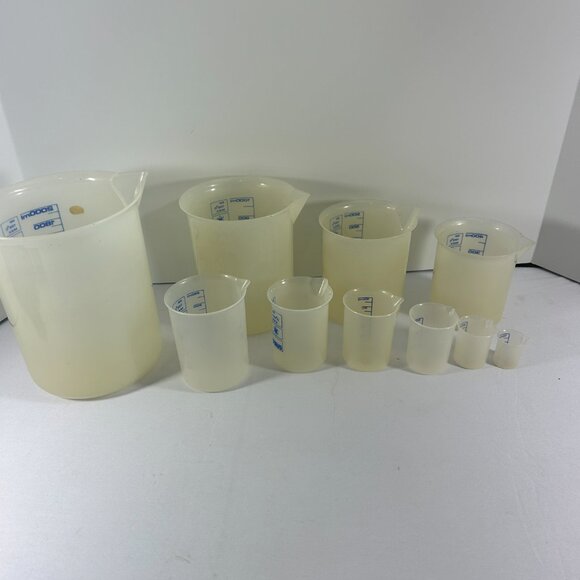 Vintage Set 10 Graduated Plastic Beakers West Germany Liquid Measurements Ohaus - Picture 5 of 10